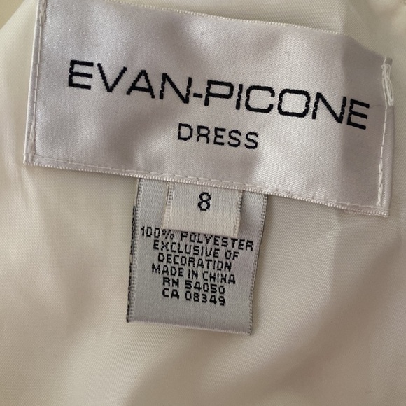 Evan Picone White Halter Beaded Cocktail Party Midi Dress size 8 - Picture 9 of 9